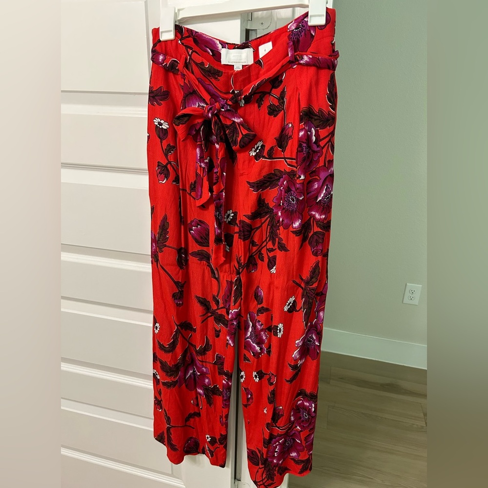 Anthropologie Wide-Leg Floral Pants Sz 6 - Picture 3 of 14